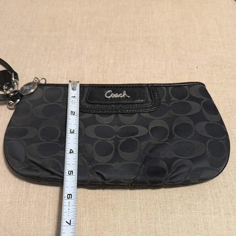 Coach Signature Black Wristlet Clutch